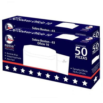 CIENTO DE SOBRES BOSTON TAMAÑO OFICIO NASSA